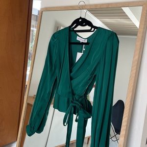 Jillian Boustred Madeleine Wrap Top in Emerald Green